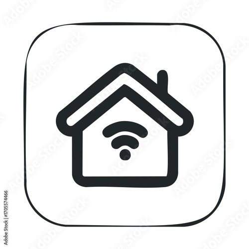 Smart home technology icon representing digital connectivity. Vector illustration