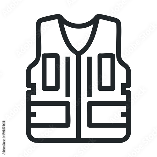 Safety vest design for construction and outdoor activities. Vector illustration