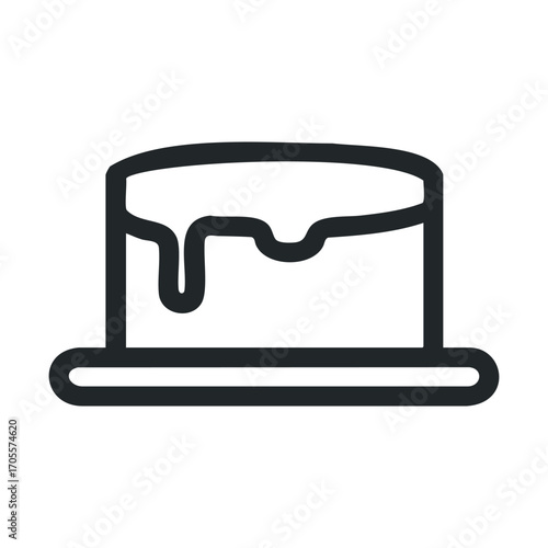A rich chocolate cake with creamy frosting cascading down its sides. Vector illustration