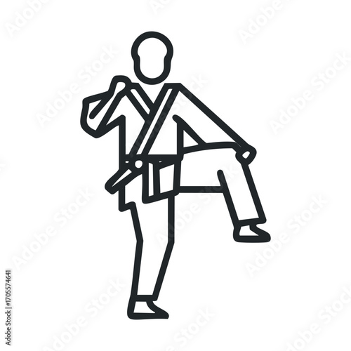 Martial arts practice with emphasis on kicking technique. Vector illustration