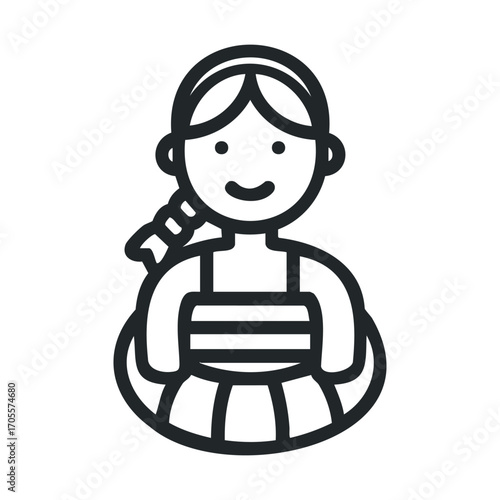 Cheerful girl in a swimsuit enjoying summer fun at the beach. Vector illustration
