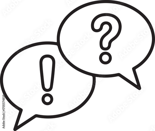 Speech bubbles with exclamation and question marks communication concept
