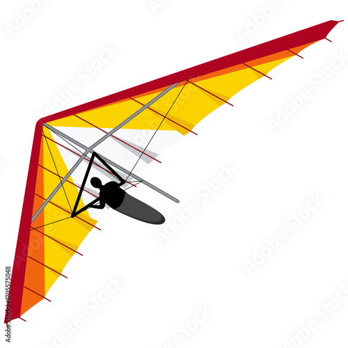 Colorful hang glider vector drawing.