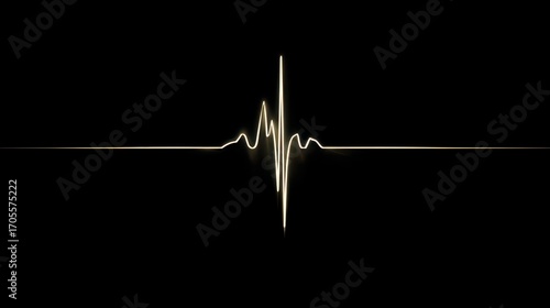 Glowing Yellow Heartbeat Line on Black Background