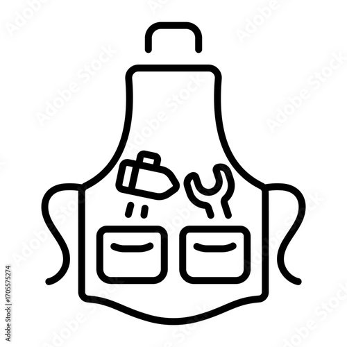 A line style icon showing apron