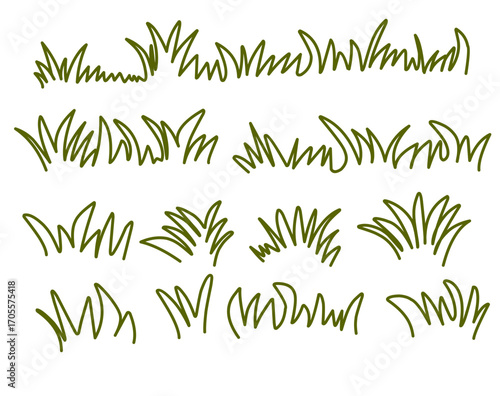 Grass doodle set. hand drawn vector illustration. Set Sketch
