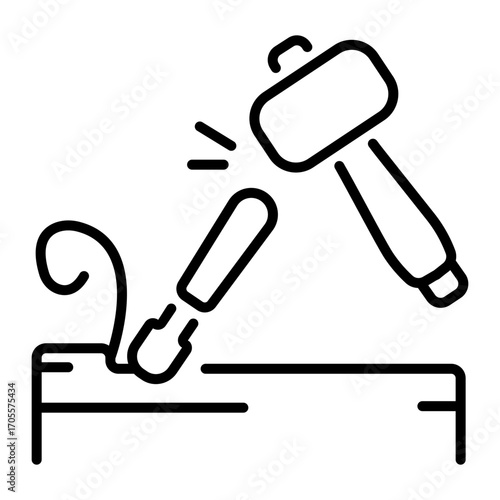 A linear style icon representing wood carving