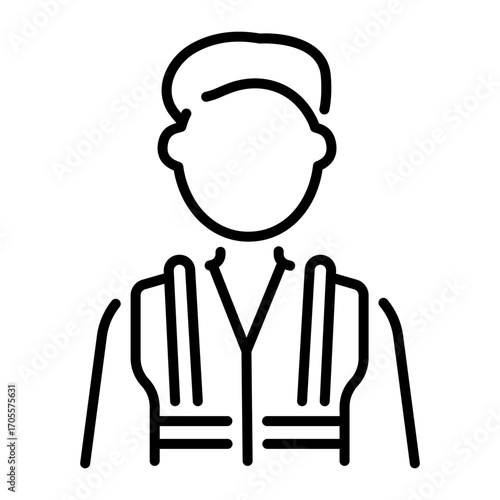 A line style icon showing safety vest