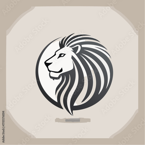Illustrative depiction of a majestic lion's visage within a circular design