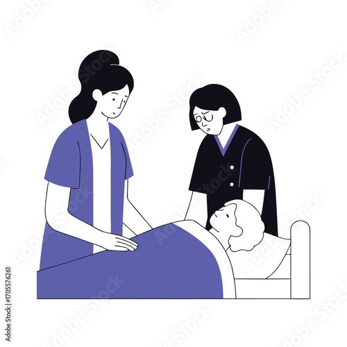 Compassionate Care for Elderly Patients End of Life Palliative Hospice Care on White Background