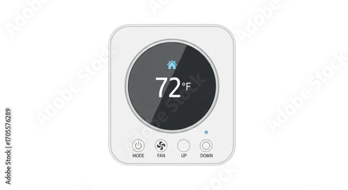 Smart Thermostat Displaying 72 Degrees Fahrenheit.