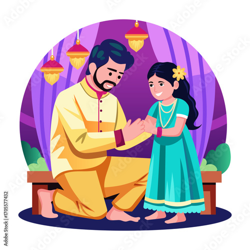 An illustration of diwali costume designed in flat style