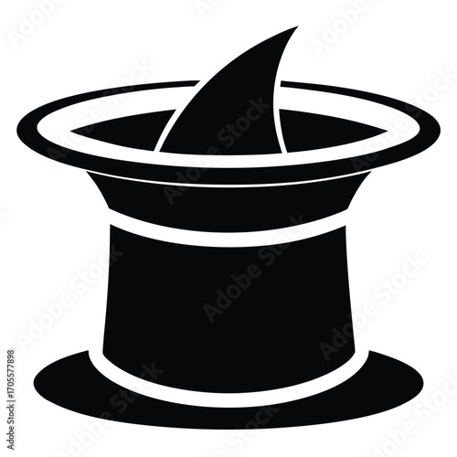 Black silhouette of a top hat with a single pointed shape emerging from the crown, implying a magical element