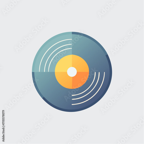 Illustrative Graphic Depicting a Retro Vinyl Record Design for Music-Related Concepts