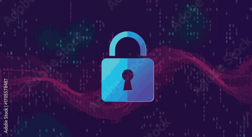 Digital Blue Padlock Icon Representing Data Security and Protection