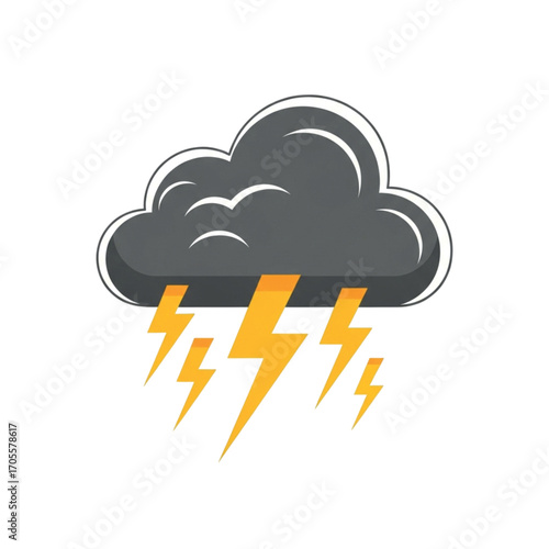 Stormy cloud with lightning bolts illustration.