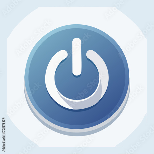 Illustrative Rendering of a Power Symbol within a Blue Circular Icon, Representing On/Off