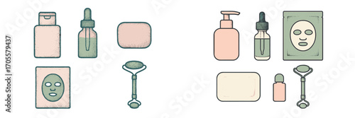 Skincare products and beauty tools for facial care and wellness