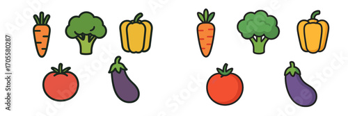 Colorful fresh vegetables like carrot broccoli bell pepper tomato and eggplant for healthy eating and nutrition