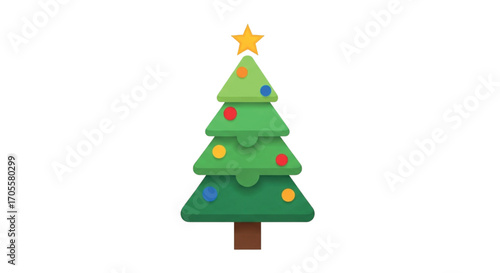 Stylized Christmas Tree with Ornaments and Star.