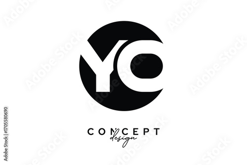 YO Creative Negative Space Circle Monogram Logo Design