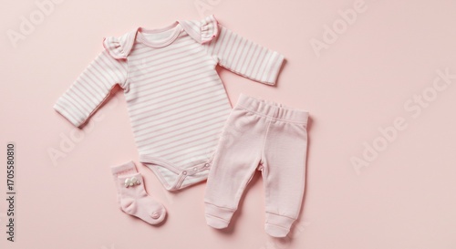 Wallpaper Mural Infant clothing set pink bodysuit leggings and socks Torontodigital.ca