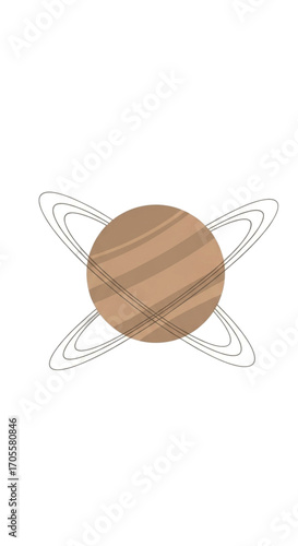 Stylized Planet Saturn with Rings.