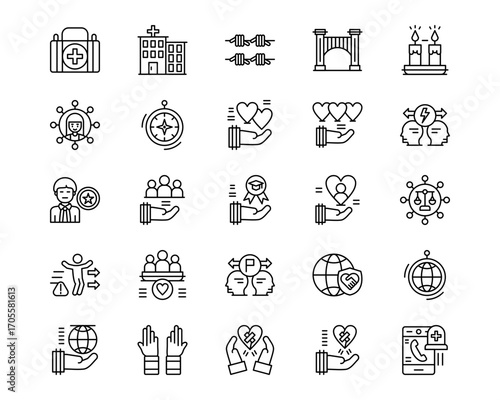 World Refugee Day Line Vector Icons