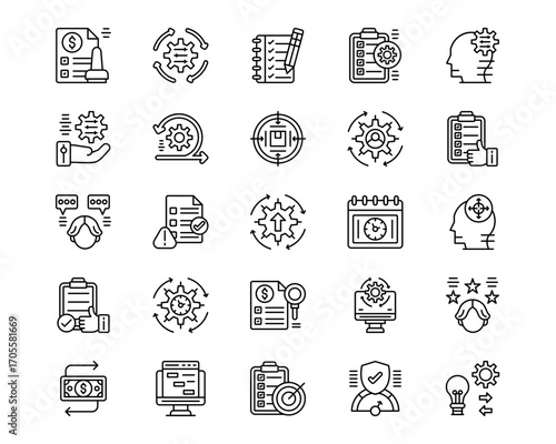 Action Plan Line Vector Icons
