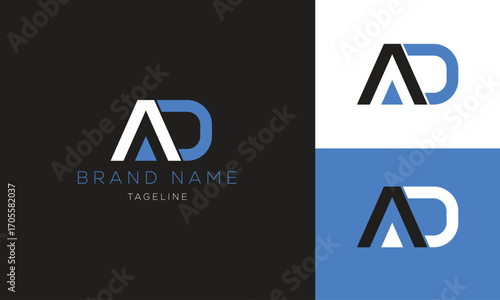 Letter AD Logo Design, AD logo icon vector design, AD monogram logo design