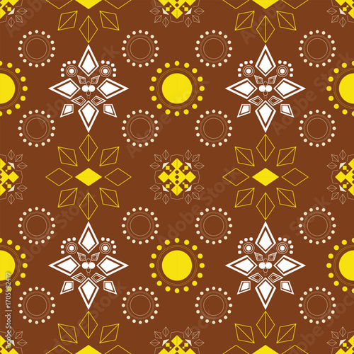 Tribal seamless golden amber radiant pattern