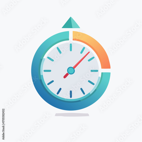 Modern time management concept illustration featuring a clock and a circular progress bar