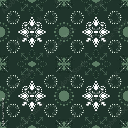 Tribal seamless moss pine natural pattern
