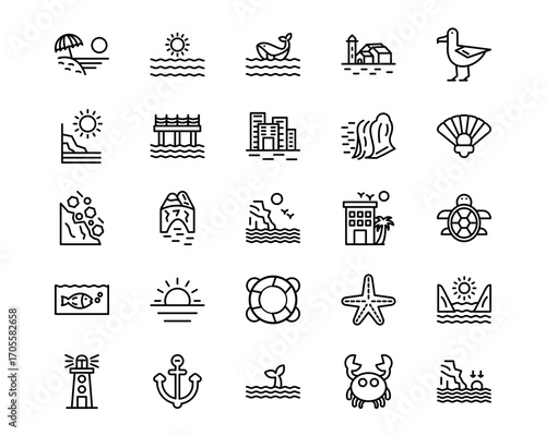 Coastline Line Vector Icons