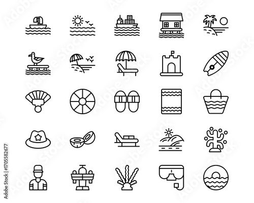 Coastline Line Vector Icons