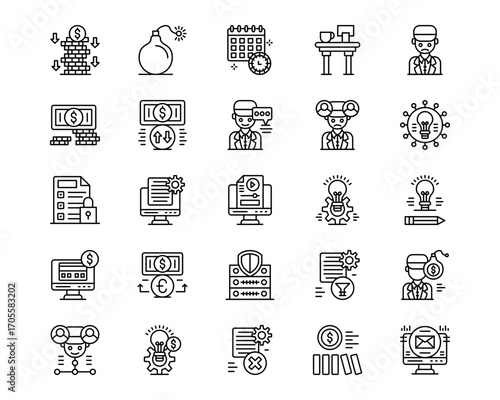 Crisis Mangement Line Vector Icons