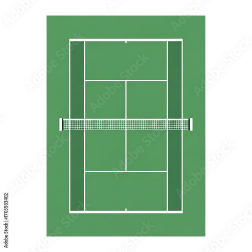 Top View of a Tennis Court with Net.
