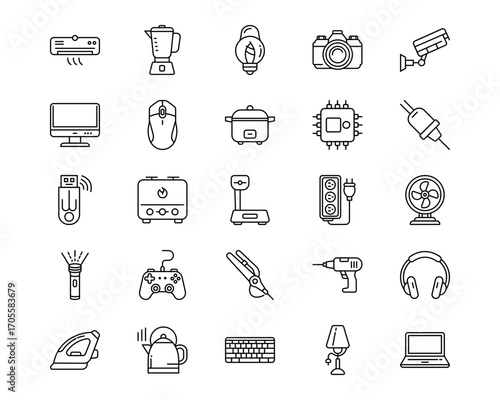 Electronic Devices Line Vector Icons