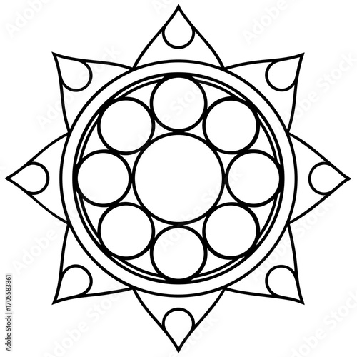 Moon Cycle Line Art Mandala