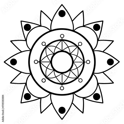 Moon Cycle Line Art Mandala