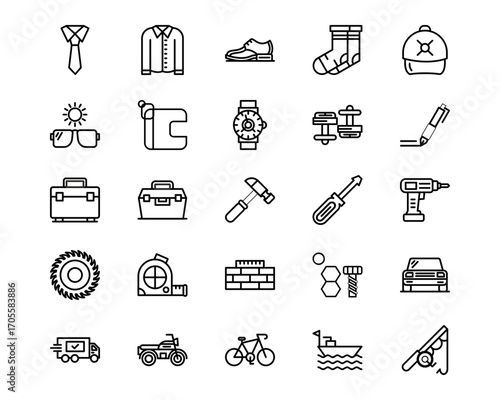Fathers Day Line Vector Icons