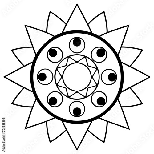 Moon Cycle Line Art Mandala