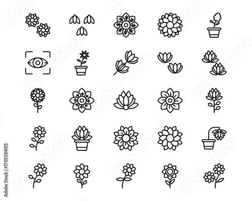 Flowers Line Vector Icons