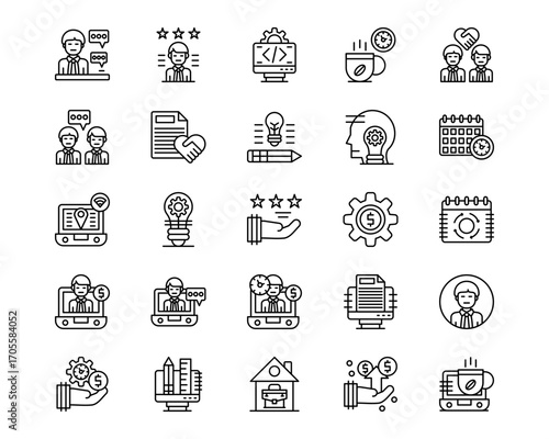 Freelancer Line Vector Icons