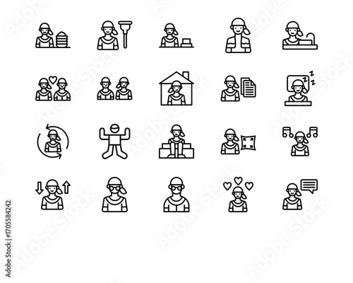 Housekeeping Line Vector Icons