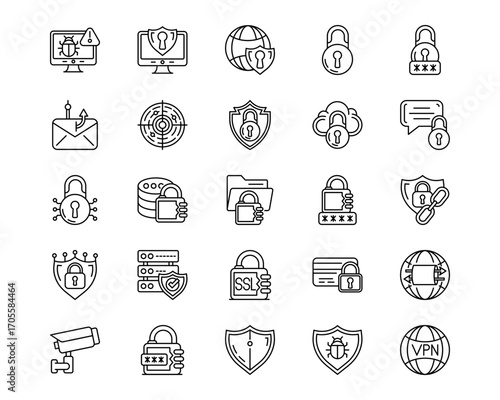 Information Security Line Vector Icons