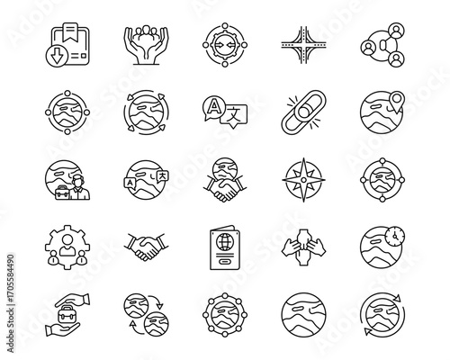 International Relations Line Vector Icons