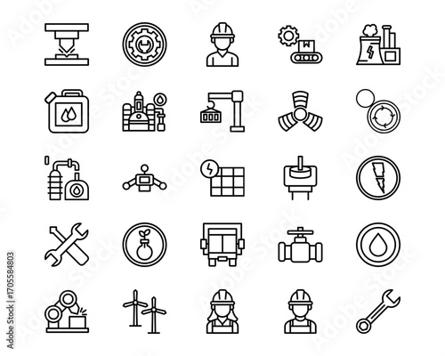 Manufacturing Line Vector Icons