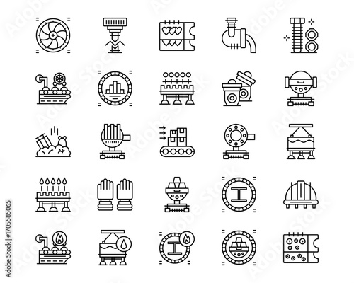 Mettalurgy Line Vector Icons