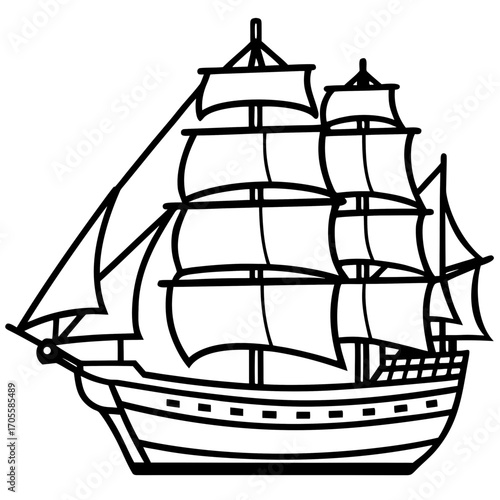 Clipper Ship Line Vector